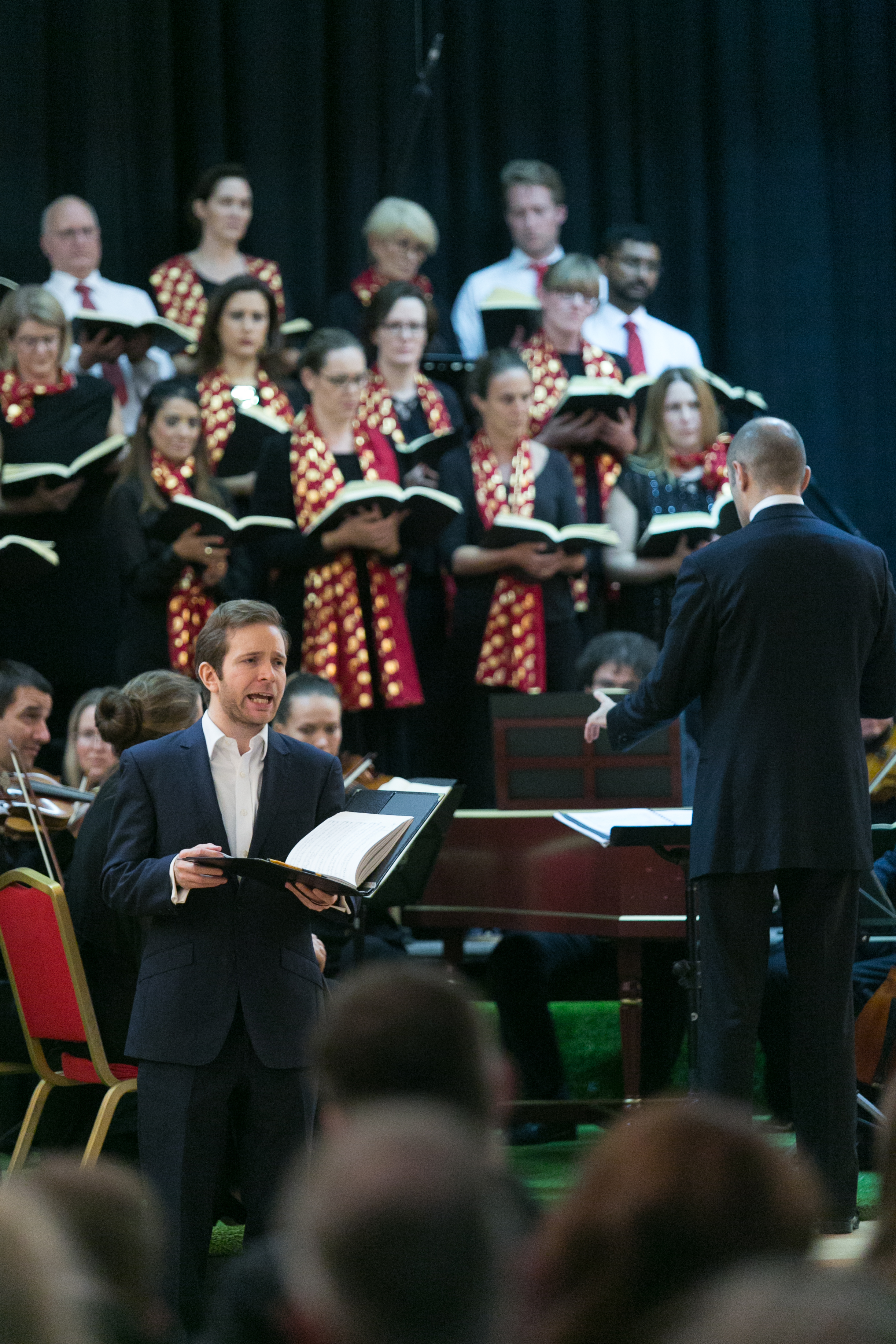 Countertenor Benjamin Williamson performing with Qatar Concert Choir